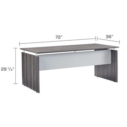 72"W Floating Surface Desk – Textured Sea Salt / Grey Steel / Mocha, Single-Person