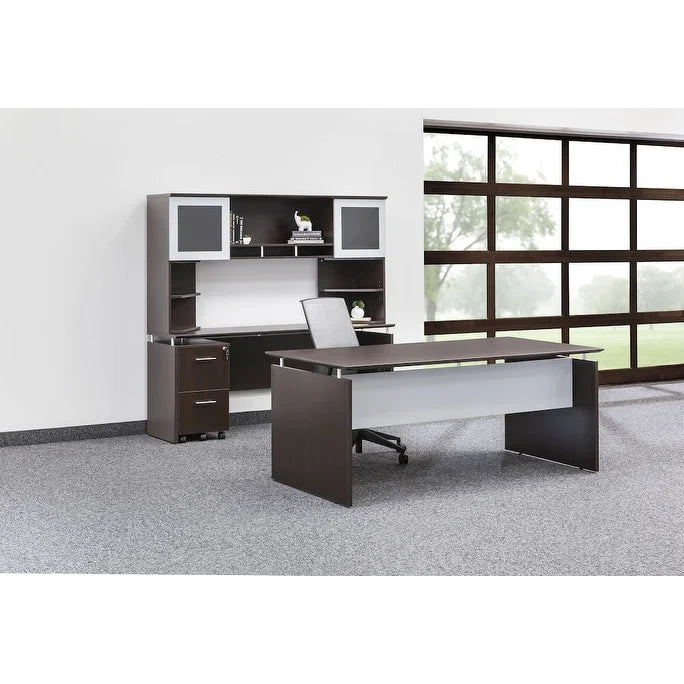72"W Floating Surface Desk – Textured Sea Salt / Grey Steel / Mocha, Single-Person