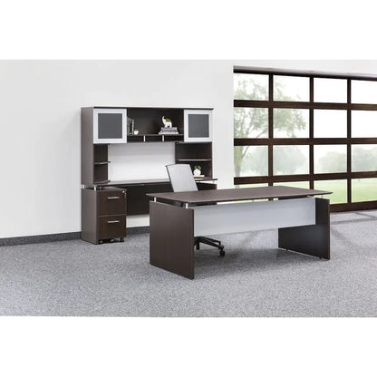 72"W Floating Surface Desk – Textured Sea Salt / Grey Steel / Mocha, Single-Person
