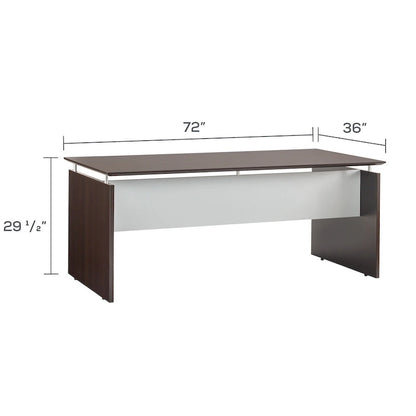 72"W Floating Surface Desk – Textured Sea Salt / Grey Steel / Mocha, Single-Person