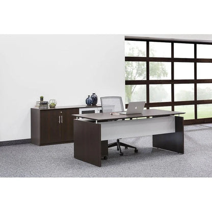72"W Floating Surface Desk – Textured Sea Salt / Grey Steel / Mocha, Single-Person