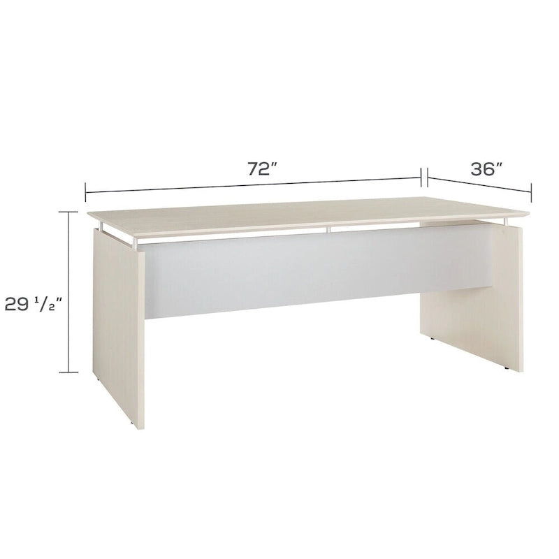 72"W Floating Surface Desk – Textured Sea Salt / Grey Steel / Mocha, Single-Person