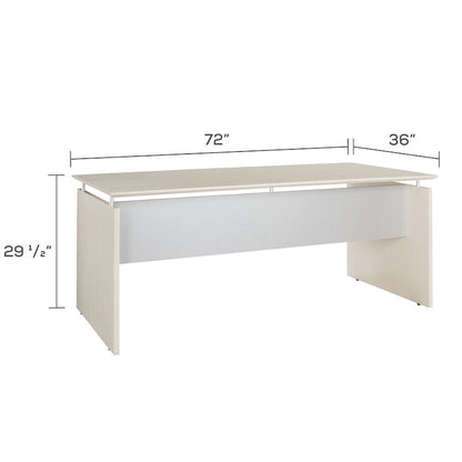 72"W Floating Surface Desk – Textured Sea Salt / Grey Steel / Mocha, Single-Person