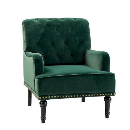 Grey / Sage / Black Velvet Button Tufted Accent Chair, Single Seat