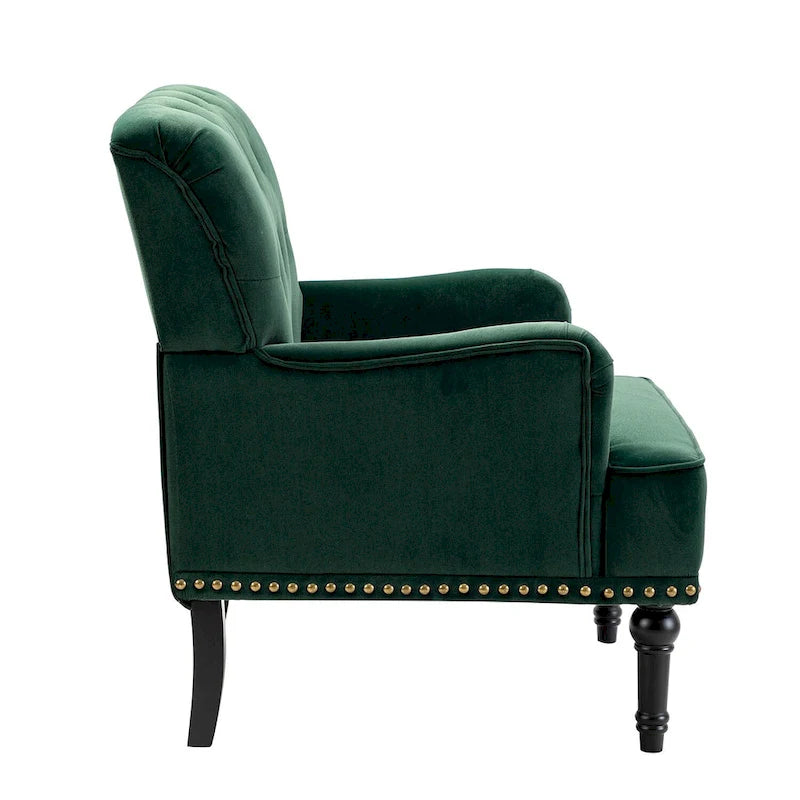 Grey / Sage / Black Velvet Button Tufted Accent Chair, Single Seat