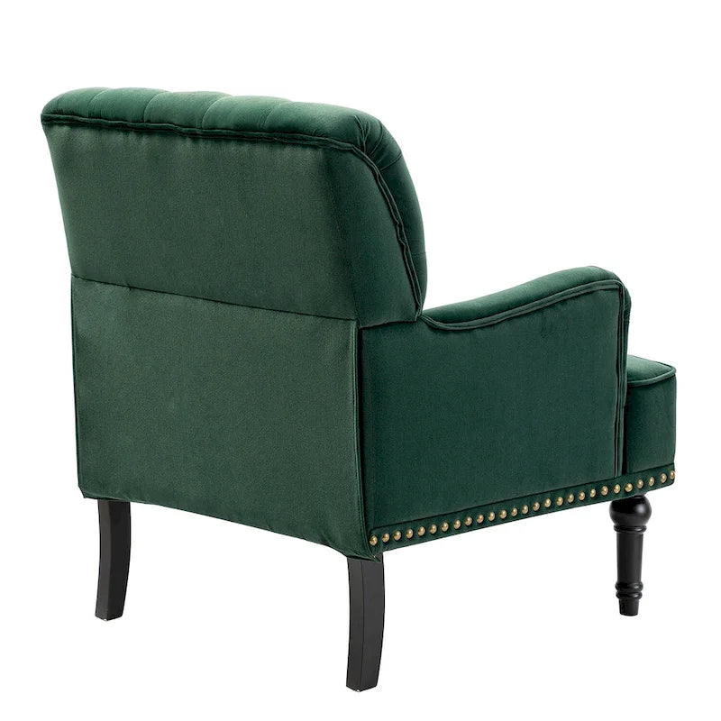 Grey / Sage / Black Velvet Button Tufted Accent Chair, Single Seat