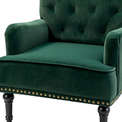 Grey / Sage / Black Velvet Button Tufted Accent Chair, Single Seat