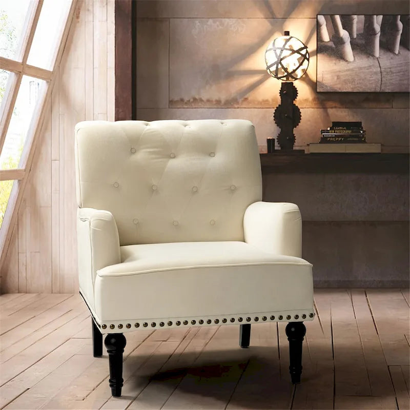 Grey / Sage / Black Velvet Button Tufted Accent Chair, Single Seat