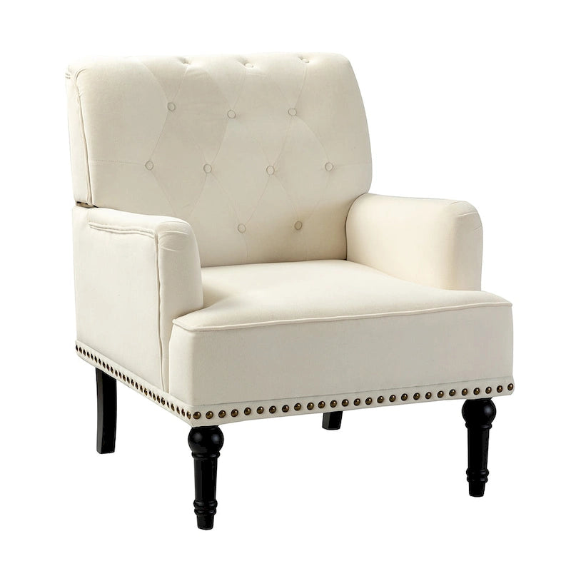 Grey / Sage / Black Velvet Button Tufted Accent Chair, Single Seat
