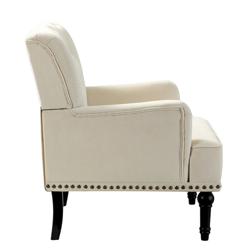 Grey / Sage / Black Velvet Button Tufted Accent Chair, Single Seat