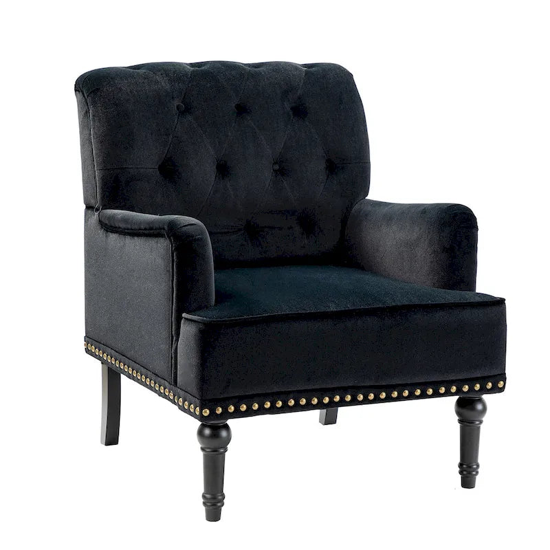 Grey / Sage / Black Velvet Button Tufted Accent Chair, Single Seat