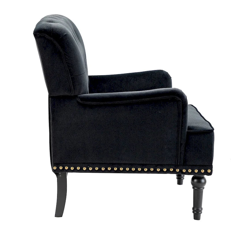 Grey / Sage / Black Velvet Button Tufted Accent Chair, Single Seat