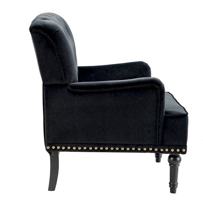Grey / Sage / Black Velvet Button Tufted Accent Chair, Single Seat