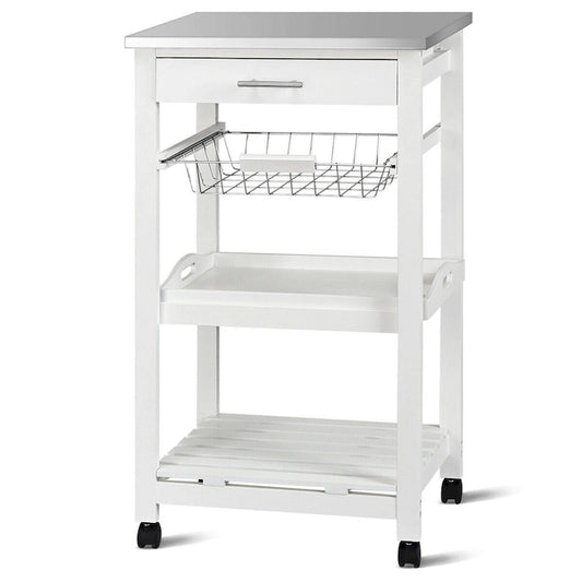 Rolling Kitchen Trolley Storage Basket And Drawers Cart - 18.5 x 14.5 x 33 ( L x W x H )