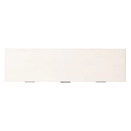 Greige / Brown / Black / Distressed White | 3-Drawer Herringbone Console Table with Bottom Shelf