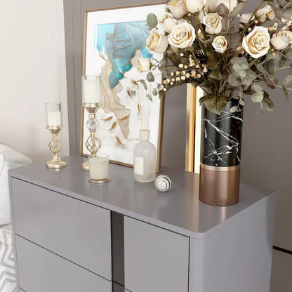 Grey 5-Drawer Wood Chest with Adjustable Metal Legs – Single