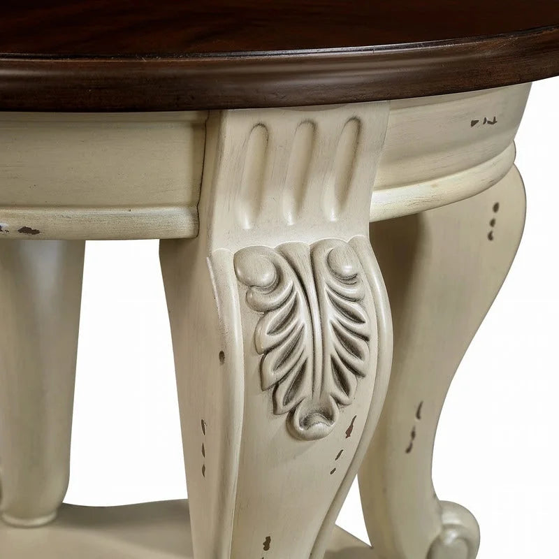 22 Inch Round End Table with Shelf