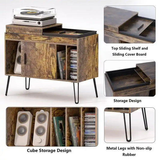 Vinyl Record Storage Cabinet - 15.75D x 34.65W x 26.97H