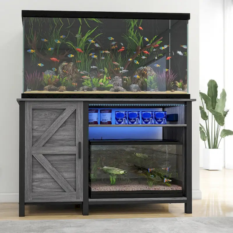 52 Wide Aquarium Stand for 55-75 Gallon Fish Tanks with RGB Light Strip