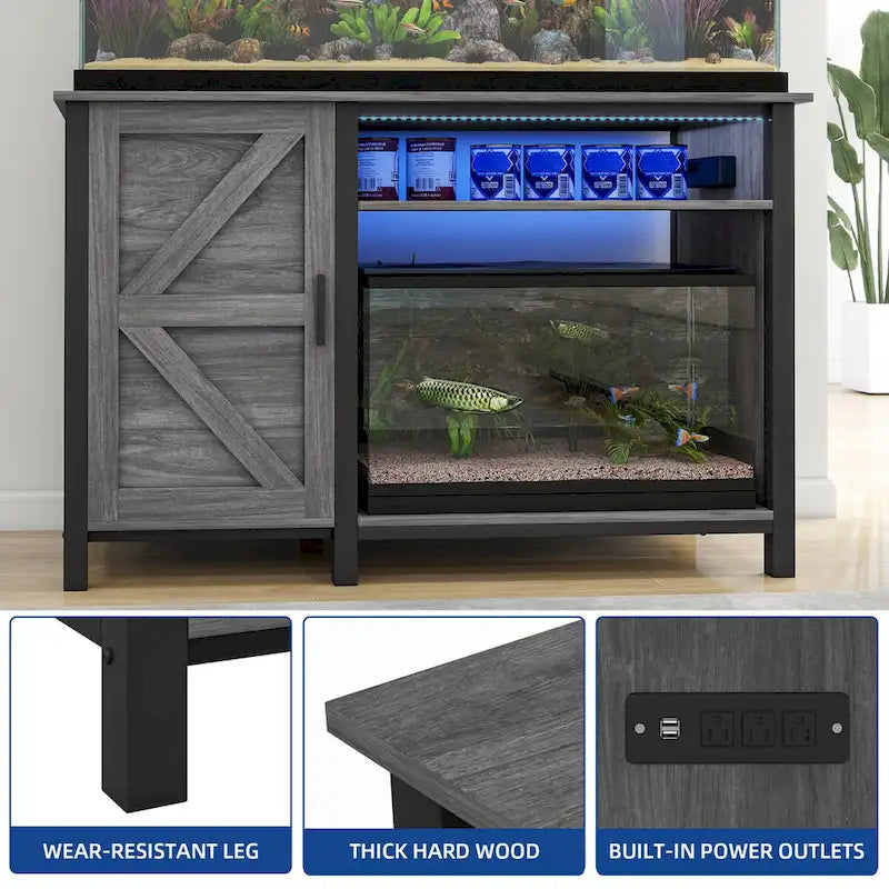 52 Wide Aquarium Stand for 55-75 Gallon Fish Tanks with RGB Light Strip