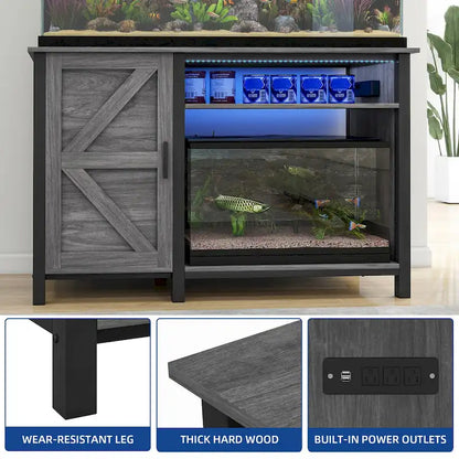 52 Wide Aquarium Stand for 55-75 Gallon Fish Tanks with RGB Light Strip