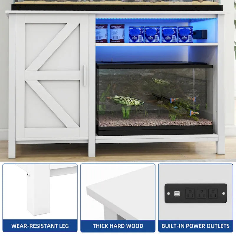 52 Wide Aquarium Stand for 55-75 Gallon Fish Tanks with RGB Light Strip