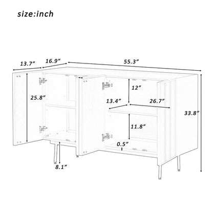 Sideboard Wooden Cabinet with 4 Doors Suitable for Living Rooms