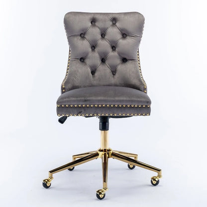 Office Chair with Wheels, Adjustable Height, Velvet Upholstered Tufted Button Computer Desk Chair Swivel