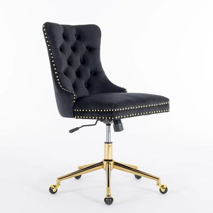 Office Chair with Wheels, Adjustable Height, Velvet Upholstered Tufted Button Computer Desk Chair Swivel
