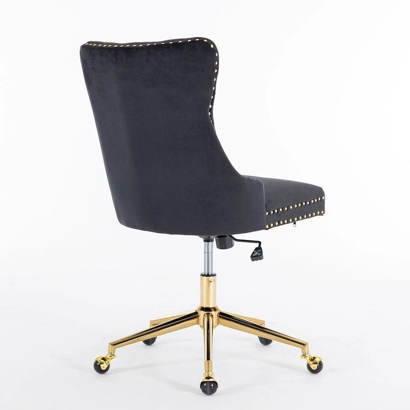 Office Chair with Wheels, Adjustable Height, Velvet Upholstered Tufted Button Computer Desk Chair Swivel