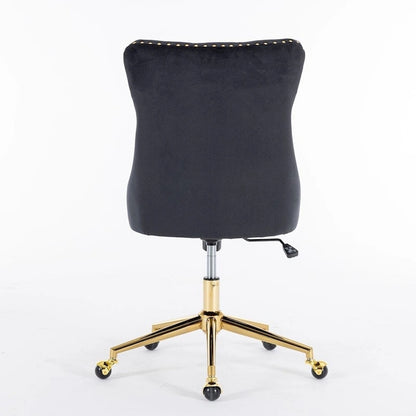 Office Chair with Wheels, Adjustable Height, Velvet Upholstered Tufted Button Computer Desk Chair Swivel