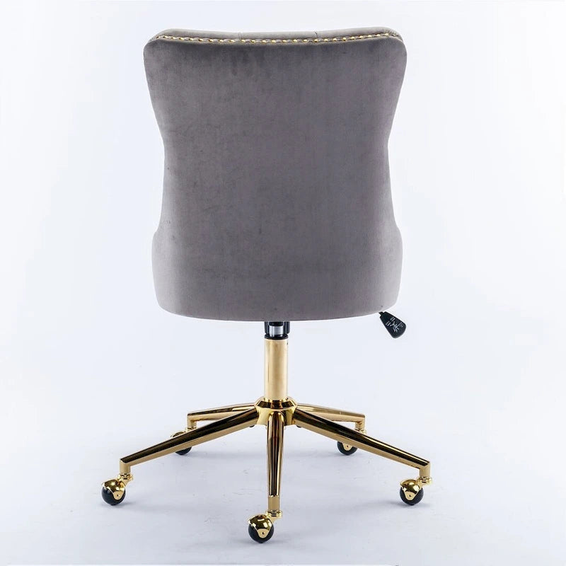 Office Chair with Wheels, Adjustable Height, Velvet Upholstered Tufted Button Computer Desk Chair Swivel
