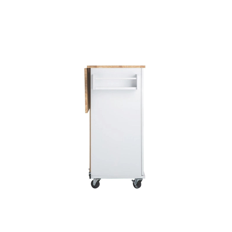 Mobile Kitchen Island Cart with Rubber Wood Top and 3 Drawers
