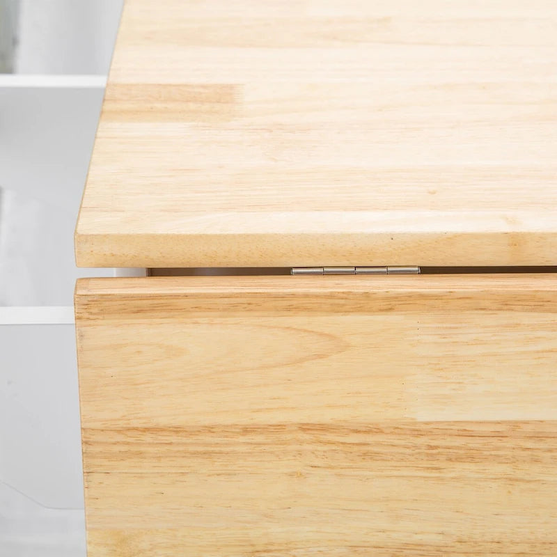 Mobile Kitchen Island Cart with Rubber Wood Top and 3 Drawers