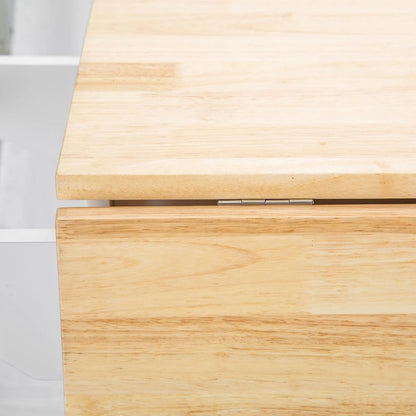 Mobile Kitchen Island Cart with Rubber Wood Top and 3 Drawers