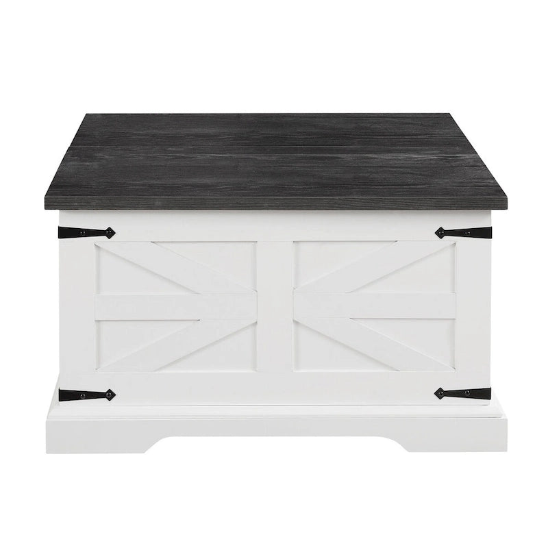 White & Oak Square Lift-Top Coffee Table with Hidden Storage