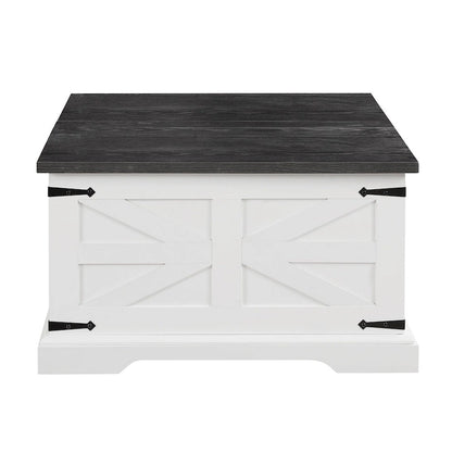 White & Oak Square Lift-Top Coffee Table with Hidden Storage