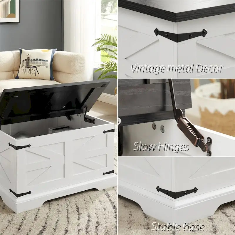 White & Oak Square Lift-Top Coffee Table with Hidden Storage