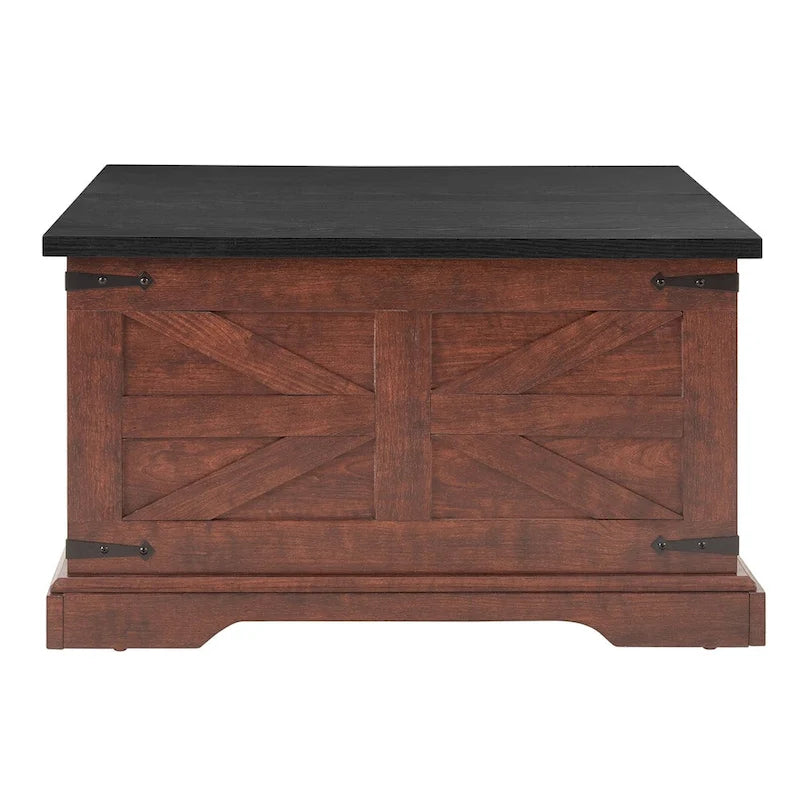 White & Oak Square Lift-Top Coffee Table with Hidden Storage