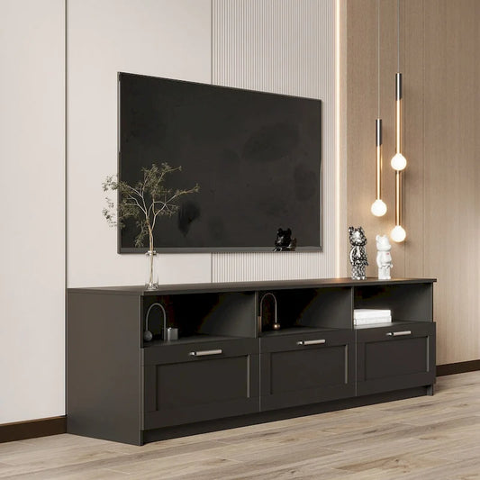 Modern minimalist TV cabinet 80 inch TV stand, open locker