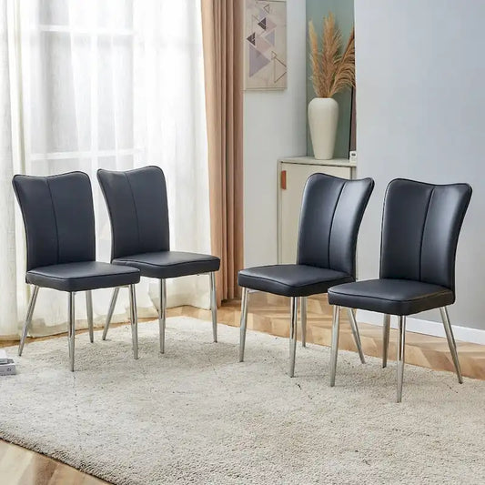 Modern minimalist 4-piece set of faux leather dining chairs and office chairs