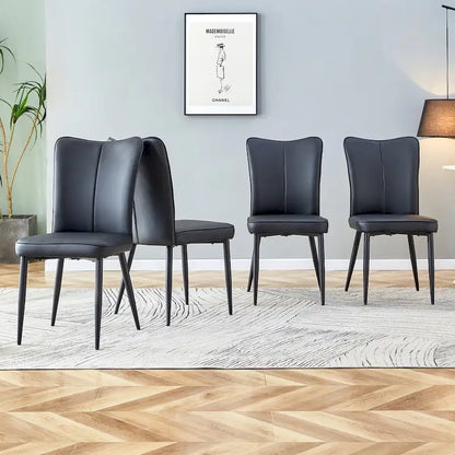 Modern minimalist 4-piece set of faux leather dining chairs and office chairs