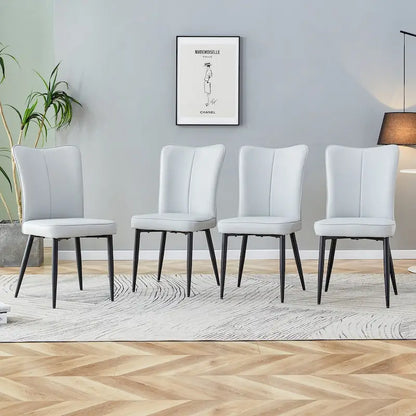 Modern minimalist 4-piece set of faux leather dining chairs and office chairs