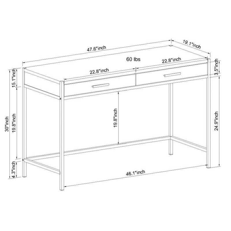 Oak Brown & Dark Brown 2-Drawer Writing Desk, 1-Person