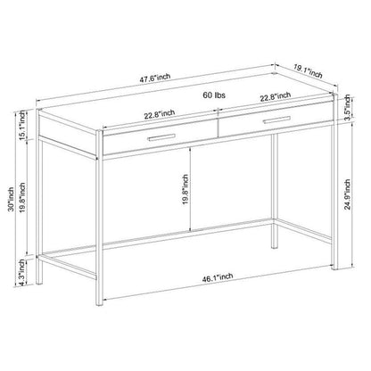 Oak Brown & Dark Brown 2-Drawer Writing Desk, 1-Person