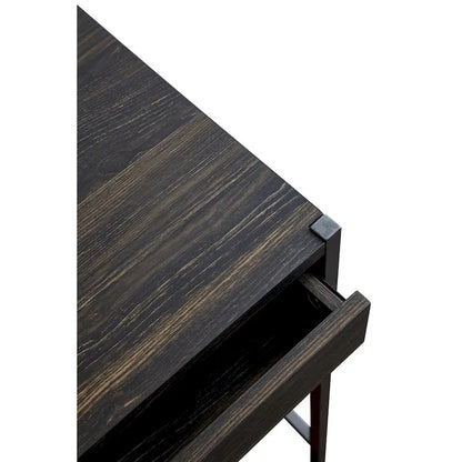 Oak Brown & Dark Brown 2-Drawer Writing Desk, 1-Person
