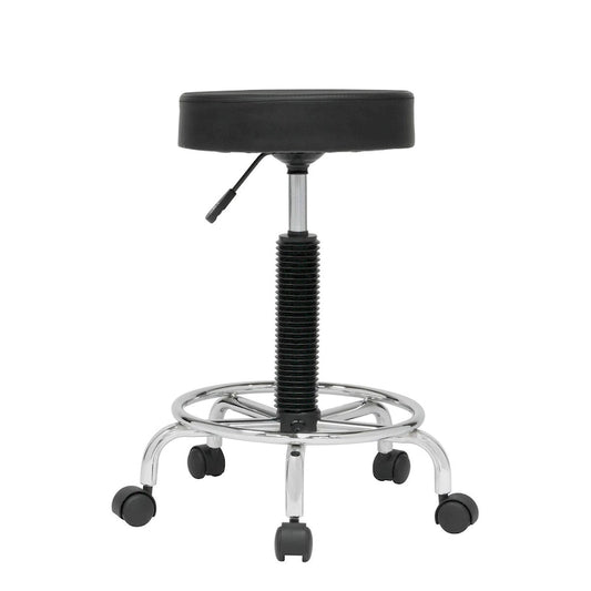Calico Designs Padded, Rolling, Height Adjustable Stool with Footring