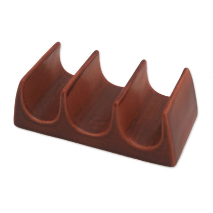 Novica Handmade Bali Waves Ceramic Taco Holder