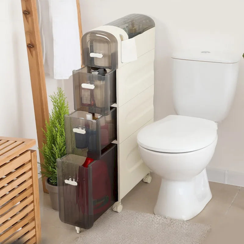 Toilet Paper Holder Storage Cabinet Beside Toilet Storage for Small Bathroom