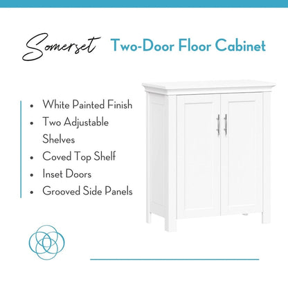 RiverRidge Somerset Two-Door Bathroom and Laundry Storage Cabinet with Adjustable Shelf - White